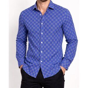 Scotch & Soda Blue Geometric Pattern Button Down Shirt – Size S